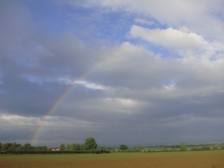 Regenboog onderweg naar Stonehenge met Annelies Hoornik